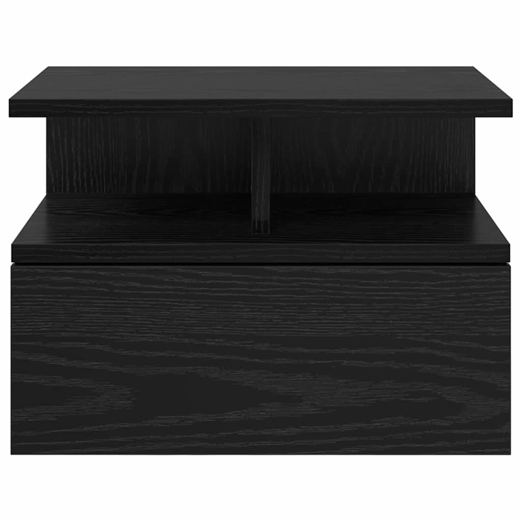 Floating Nightstand with Drawer 2 pcs Black oak 40 x 31 x 27 cm